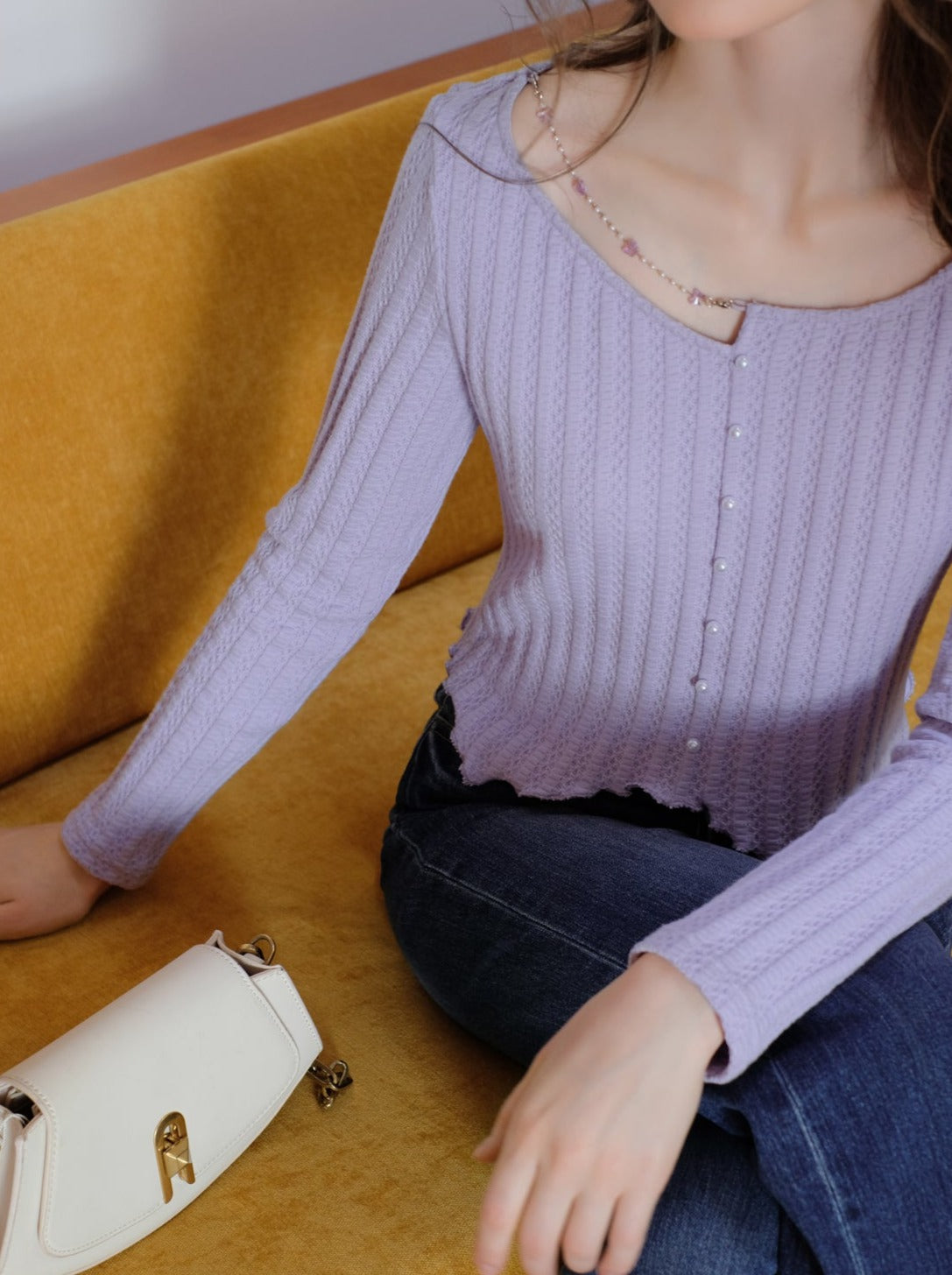 Rib Spring Cardigan Knit Tight