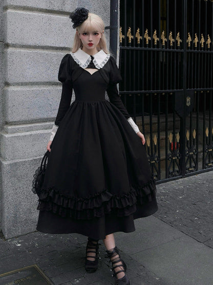 Robe veste suspendue à manches symphoniques style gothique nuit courte longue