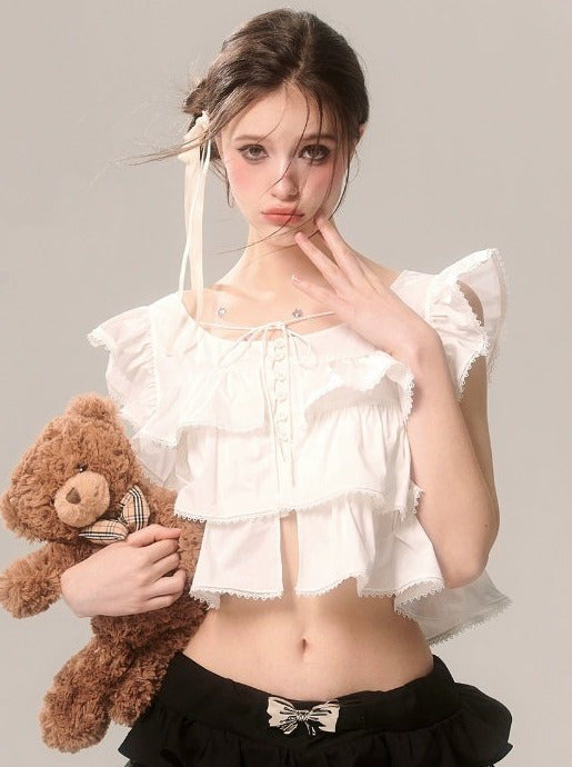 High Desire French End Shoulder Top Pure Short Flying