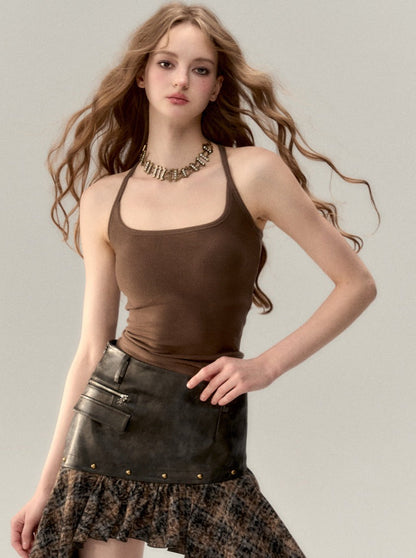 Camisole en tricot à bretelles pour fille sexy