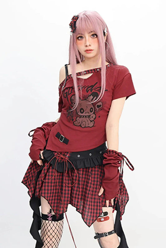 slim-fit T-shirt + skirt Irregular Fortidor
