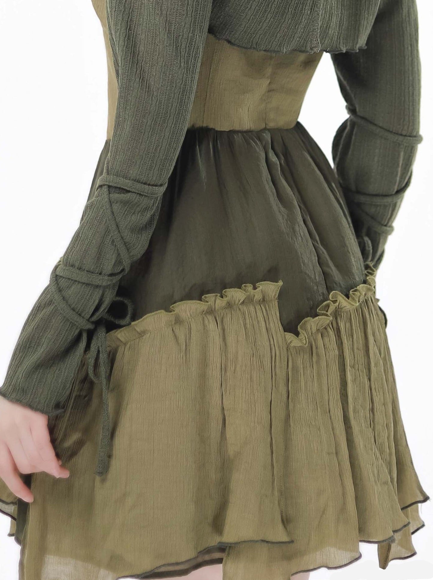 Veste courte américaine en denim vert rétro à licou