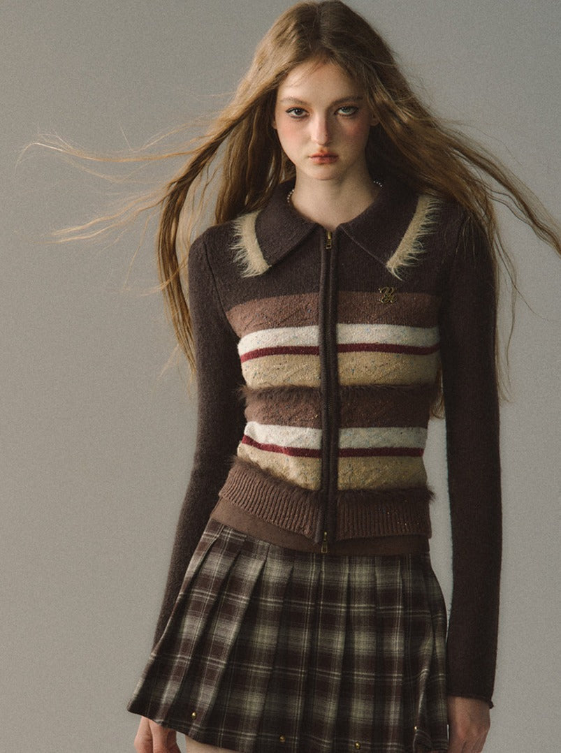 Colorful Striped Knit Cardigan
