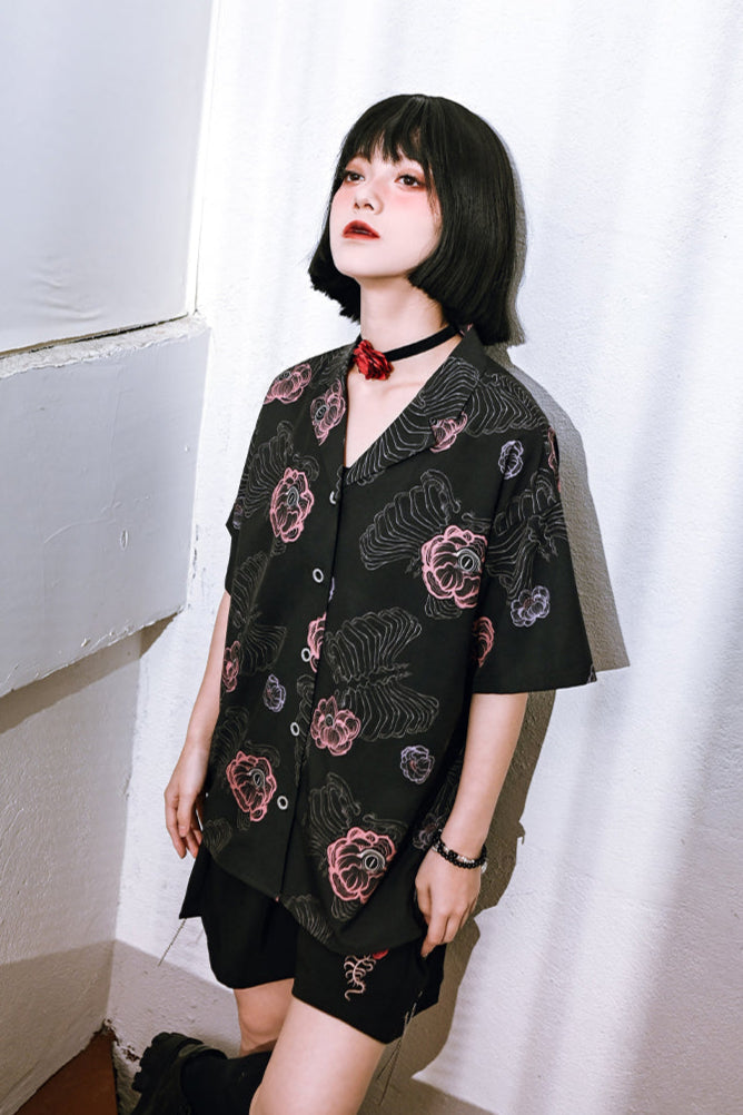 Flower Half China Bone Pants
