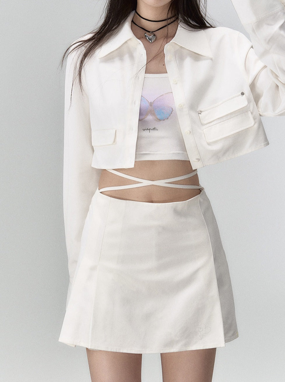 Jupe tendance deux pièces veste manteau + short