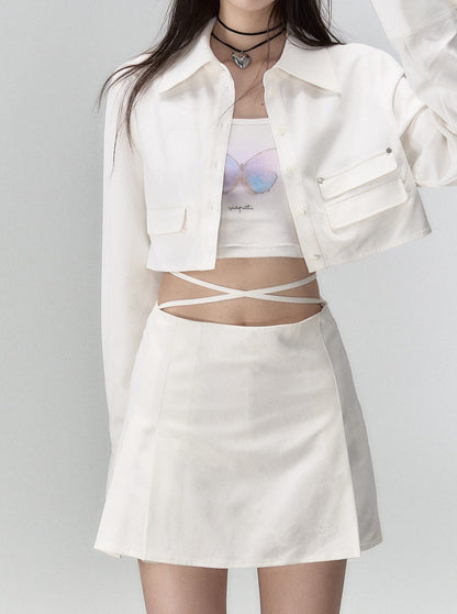 Jupe tendance deux pièces veste manteau + short