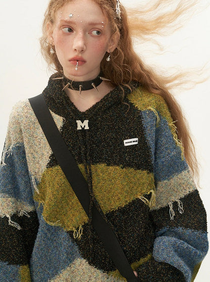 Kapuzenpullover in Retro-Block-Optik
