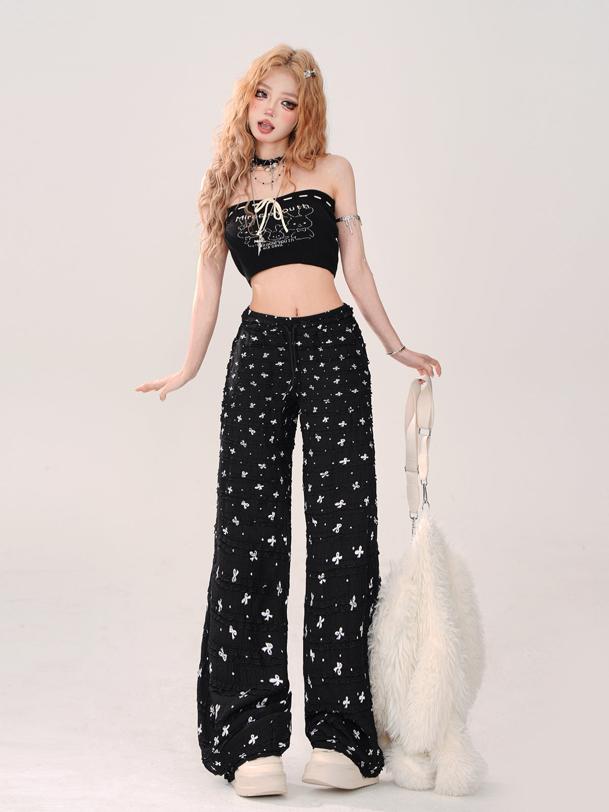 Loose Ribbon Cool Casual Pants