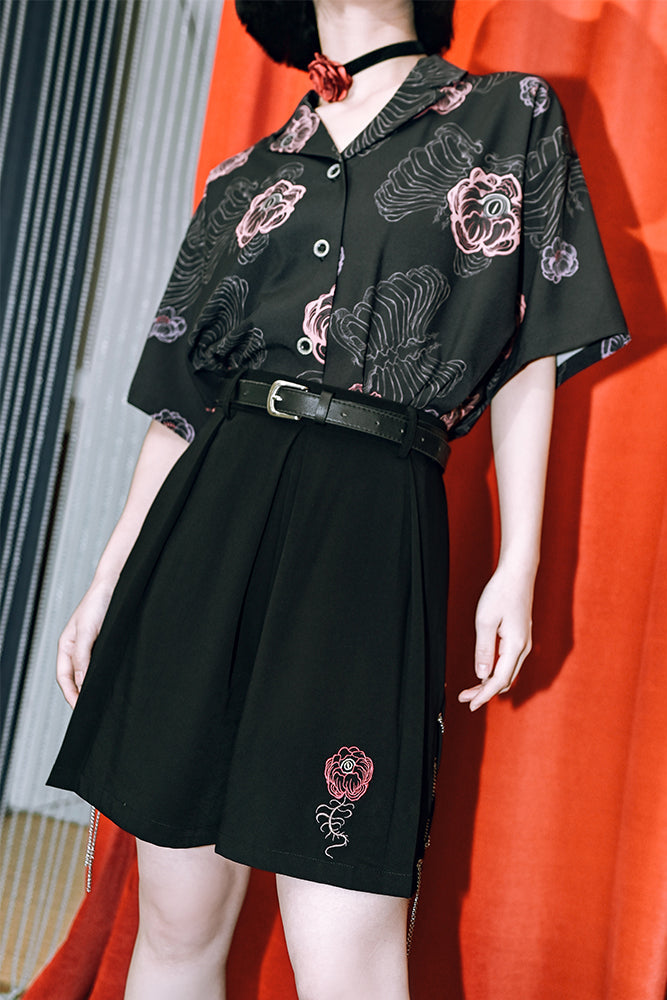 Flower Half China Bone Pants