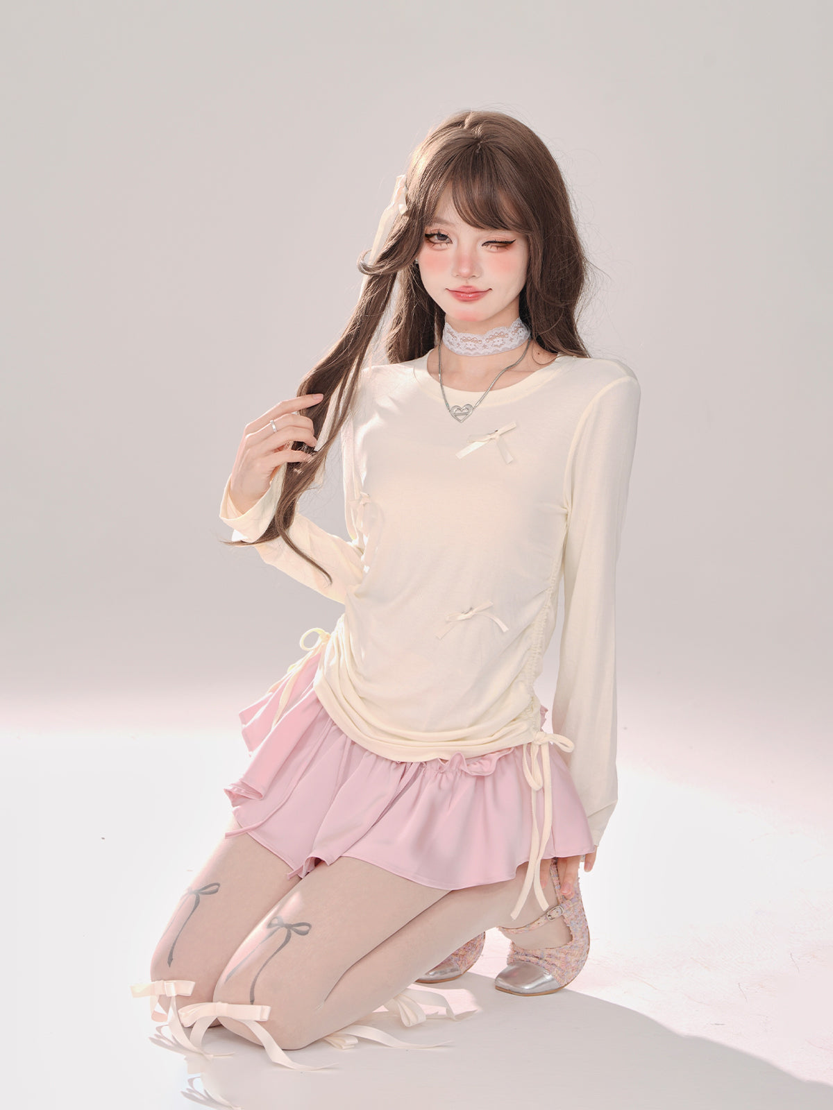 Sweet Long Ribbon Drawstring T