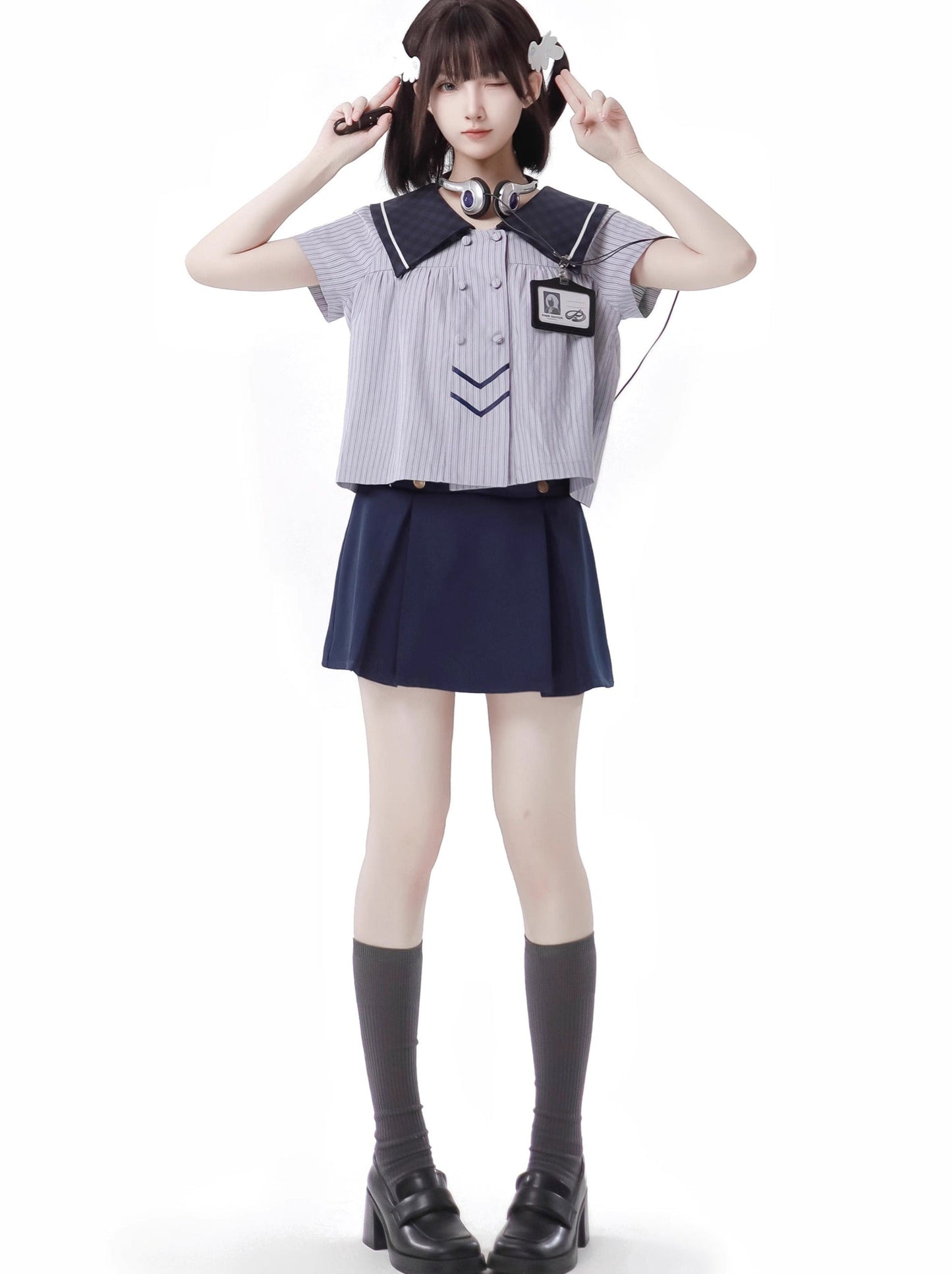 襟付きカレッジシャツ ドール哲学詩スーツ カルスカート