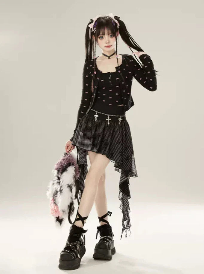 Dress Lazy Chic Pants Cardigan + Black Bootcut Suspender