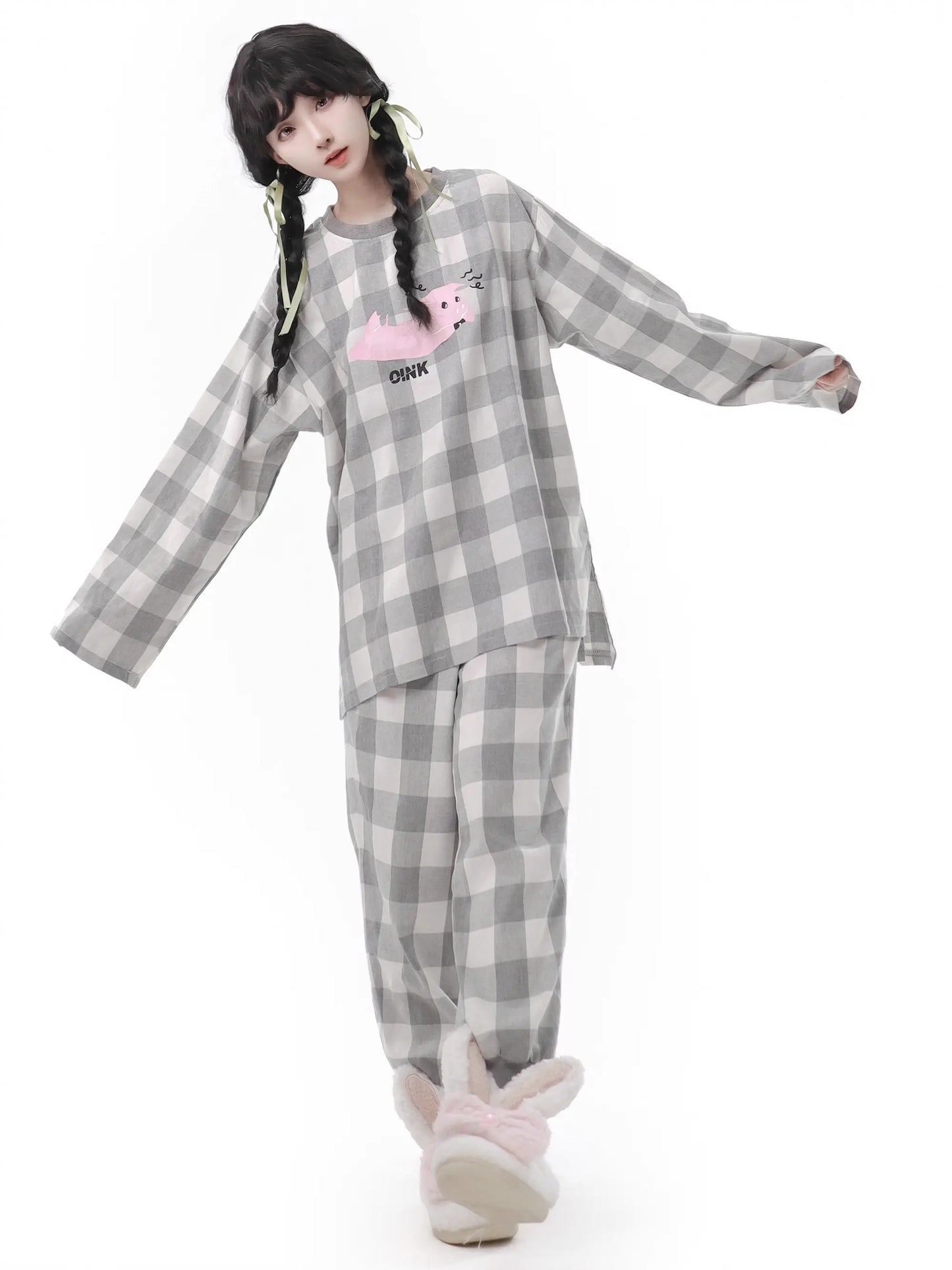Soft Cotton Pajamas Loungewear Casual Check
