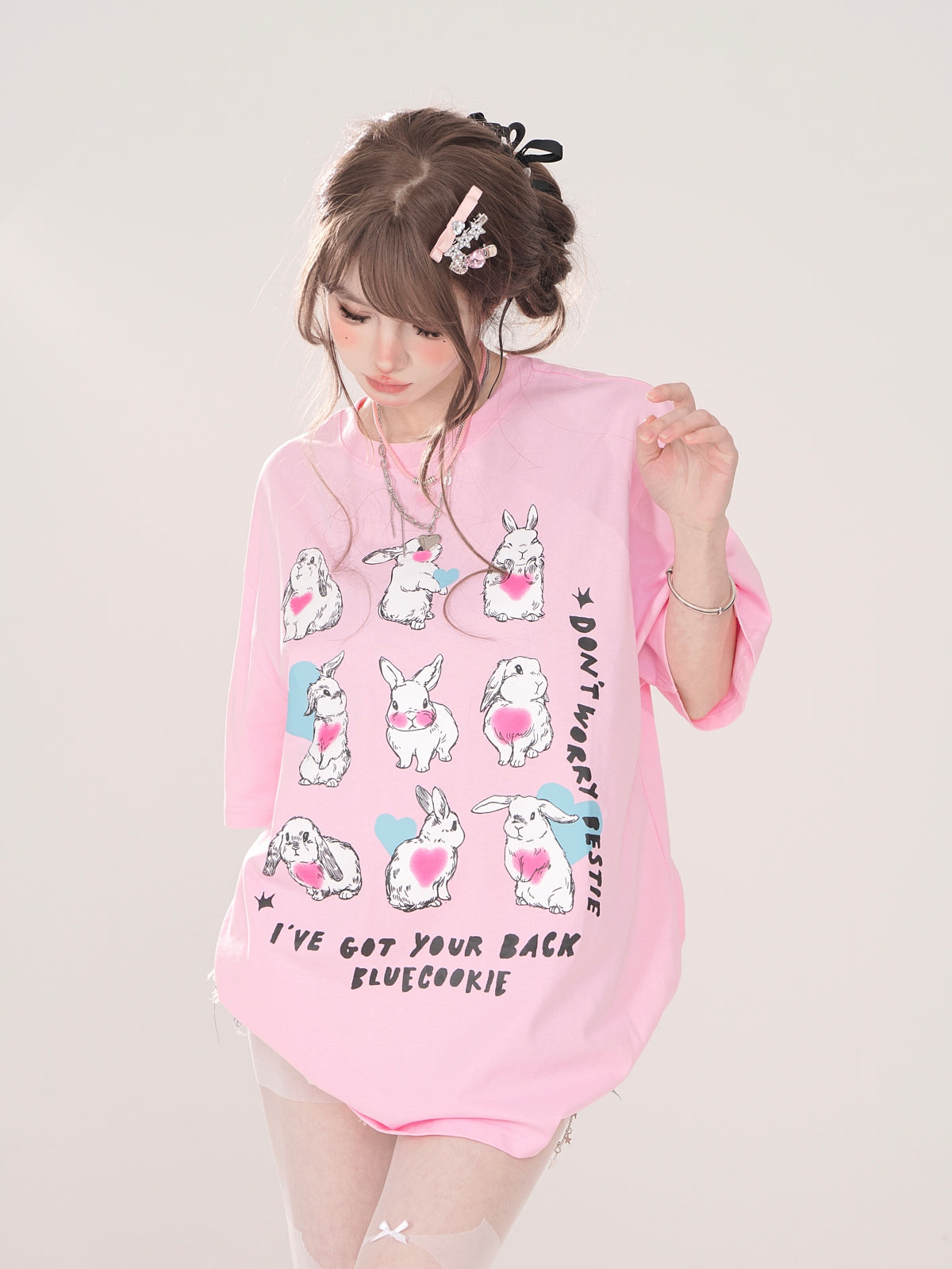 Design Illustration T-Shirt Niedlich Künstlerische Lose Kaninchen