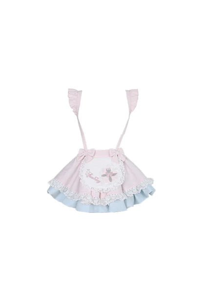 Pudding Top Cake Skirt Puff Milk Sleeve + Suspender