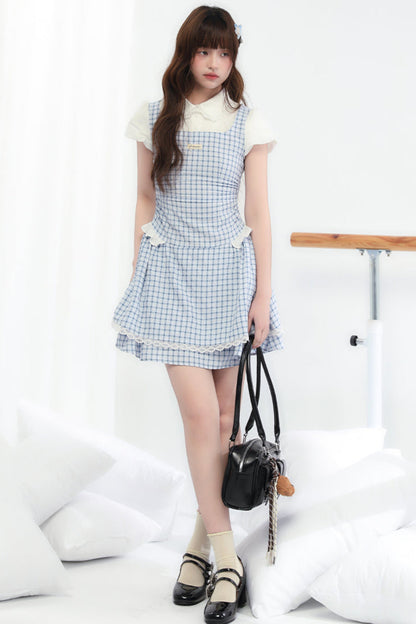 Sweet Check Blue College Dress