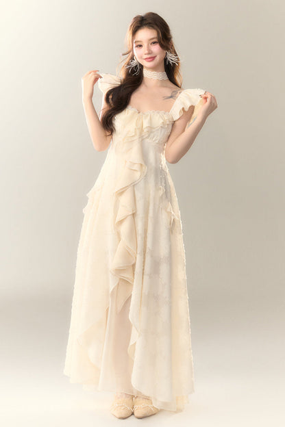 Jacquard Holiday Dress Frilled