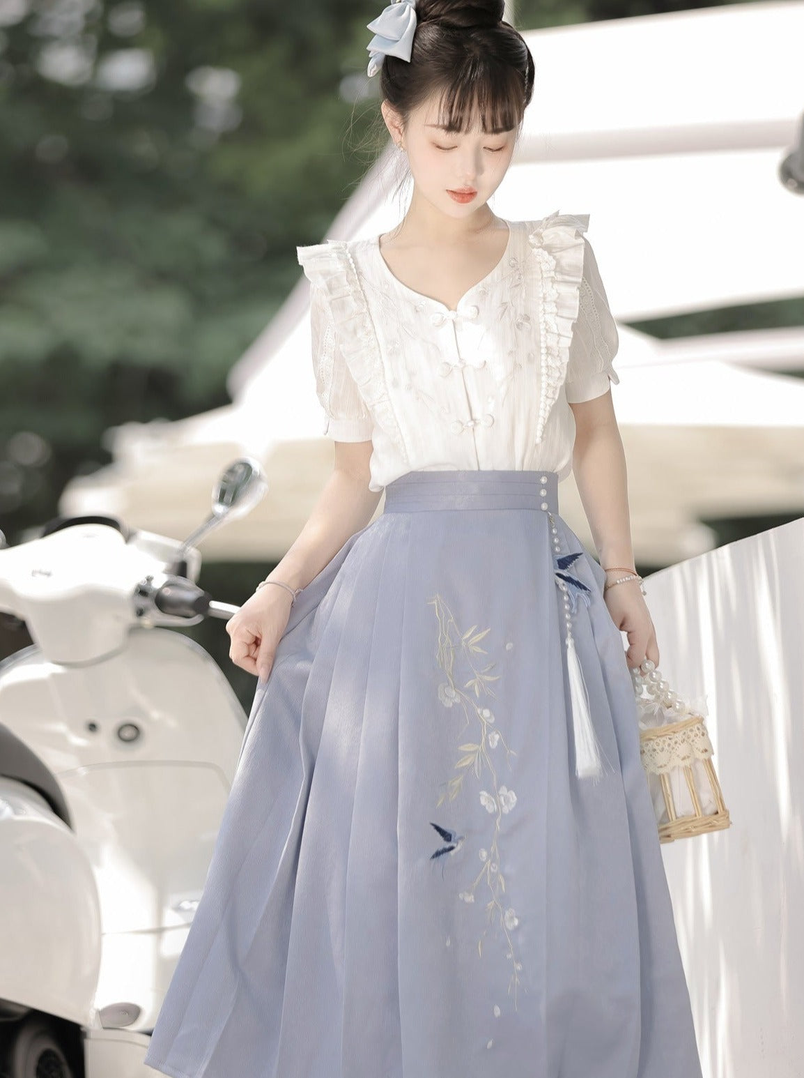 Summer Pleated Skirt Retro Ruffle Top Design China