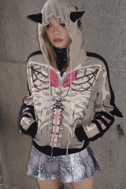 Hoodie Ribbon Sweatshirt Animal Print