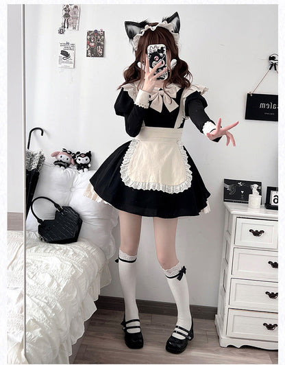 Maid Dress Lace Pleated