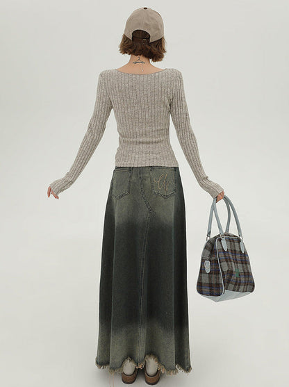 Flap Knit Cardigan American Collar Slim