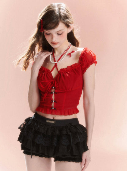 French Sweet Top Lace-Up