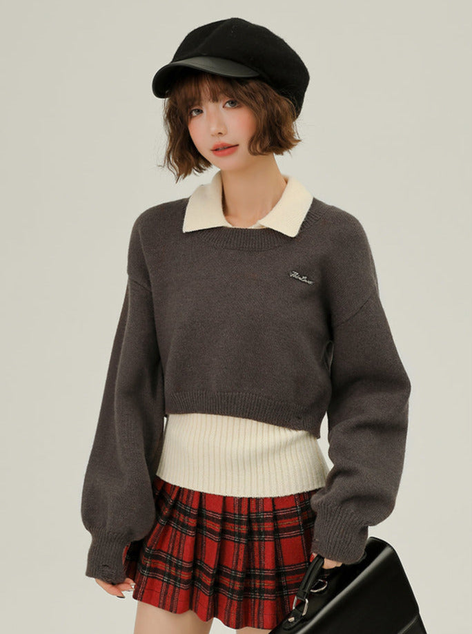 Ensemble de deux pièces en tricot superposé