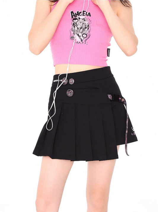 Asymmetrical Irregular A-line Pleated Skirt