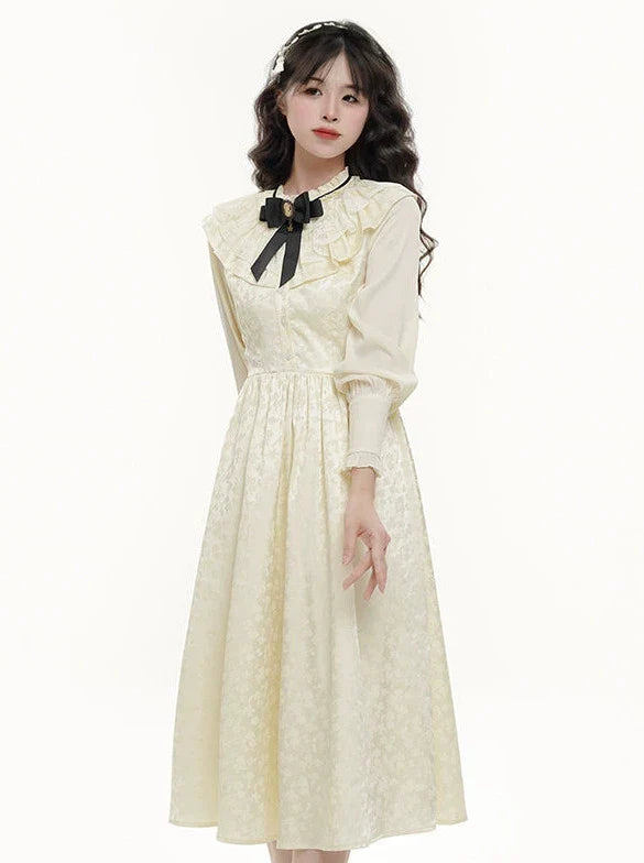 French Moon Style Long Palace Dress Cake Jacquard Candle Dress