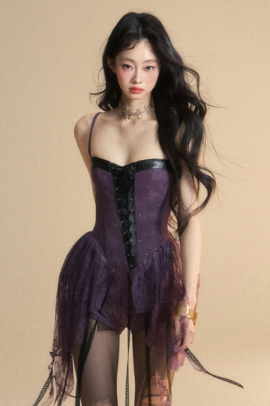 Dress Dark Halter Lace French