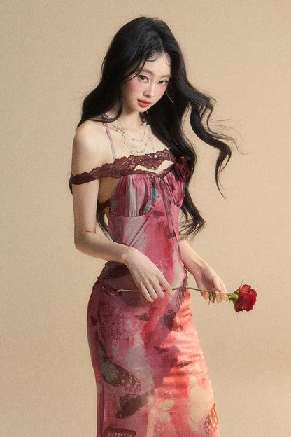 Lace Backless Maxi Dress