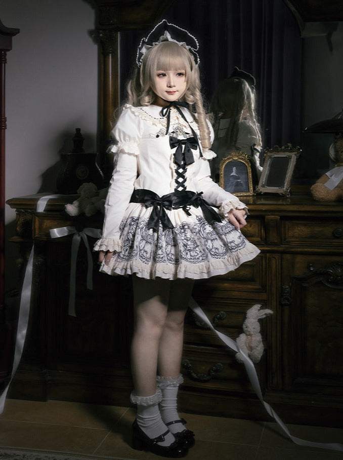Ensemble de robe de nuit brodé de poupées imprimées