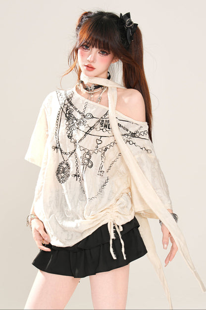 one-shoulder loose tops Mine