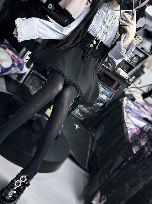 Lace Buckle Ruffle Shirt China Sleeve Bell