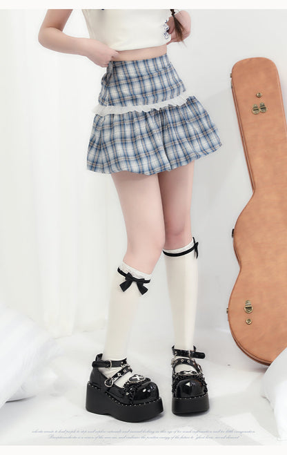 Miniskirt + Skull Checked Cat Top Sleeveless