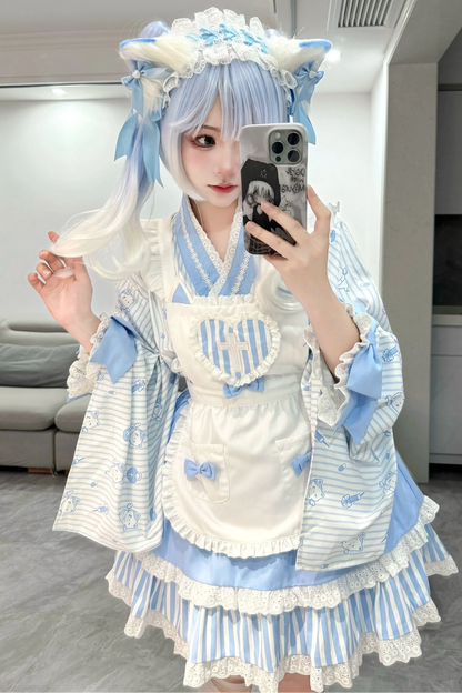 メイドロリータ日本の医療ストライプ