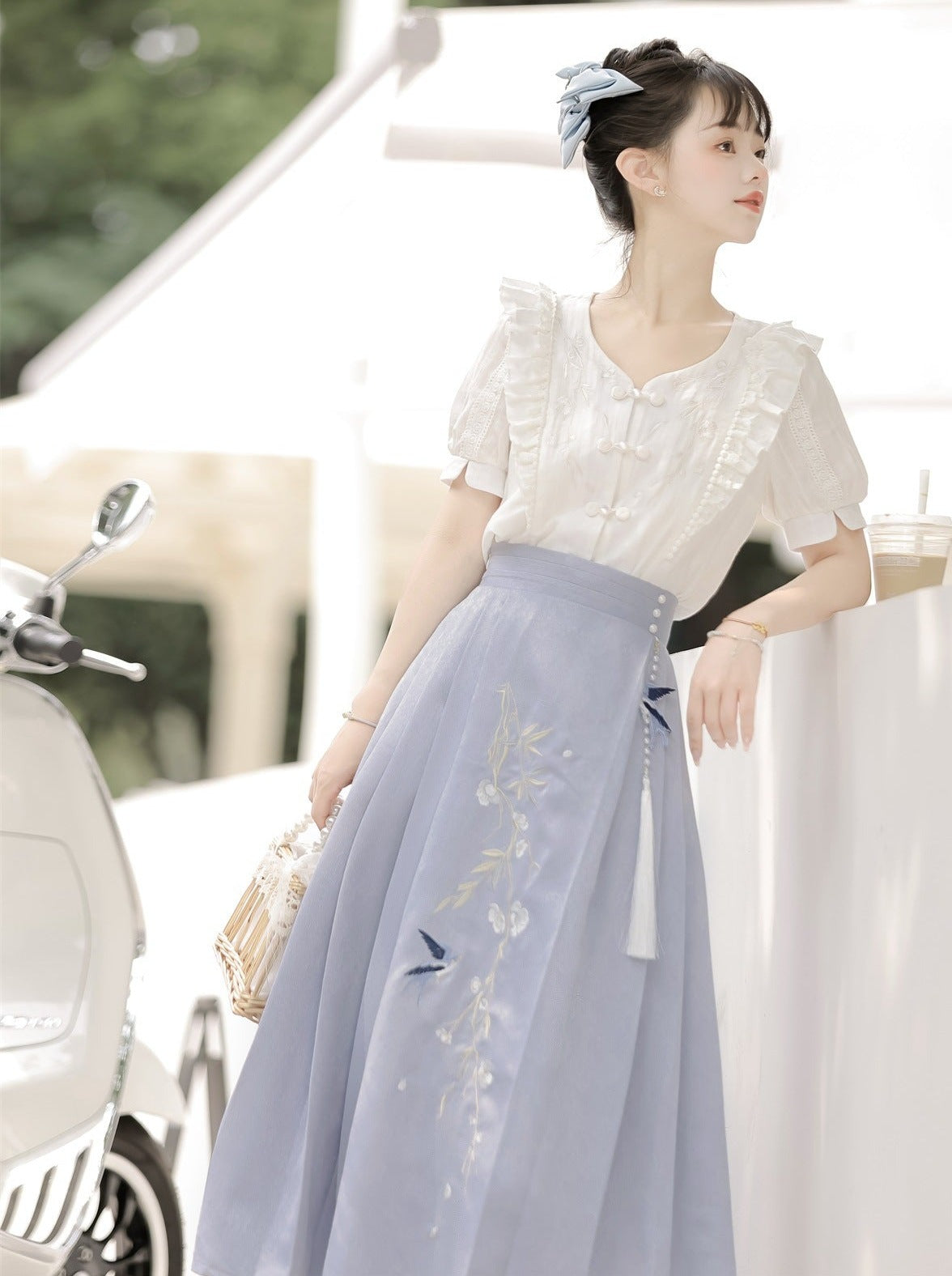 Summer Pleated Skirt Retro Ruffle Top Design China