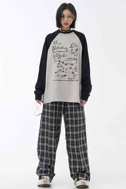 pants casual Checked wide-leg