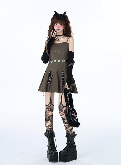 Retro American Sleeves Suspender Hot Girl Dress Design