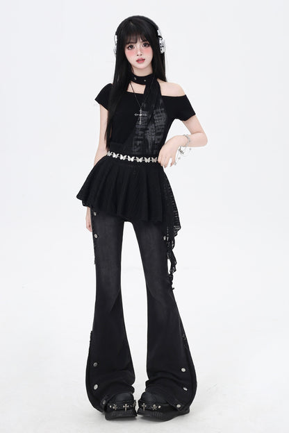 Top Off-the-shoulder Slim Dark Sweet