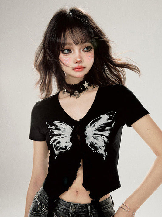 Short Black Top Butterfly Slim