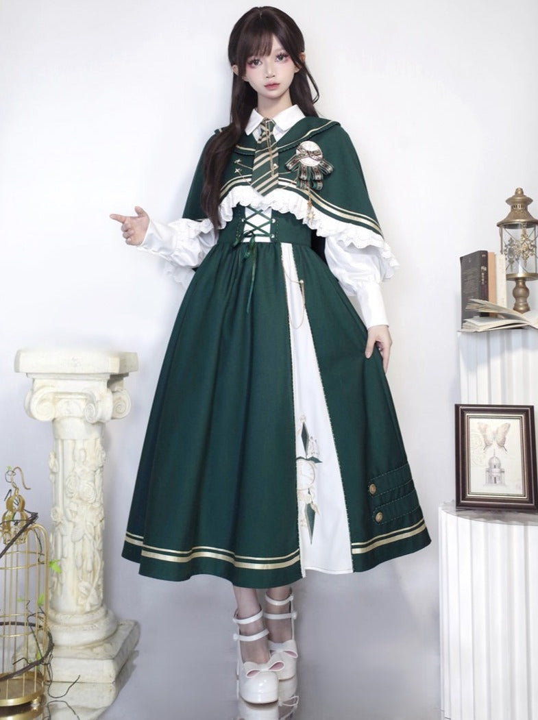 Blouse Traveler Skirt New + Short Cape Flared Time Lace-up