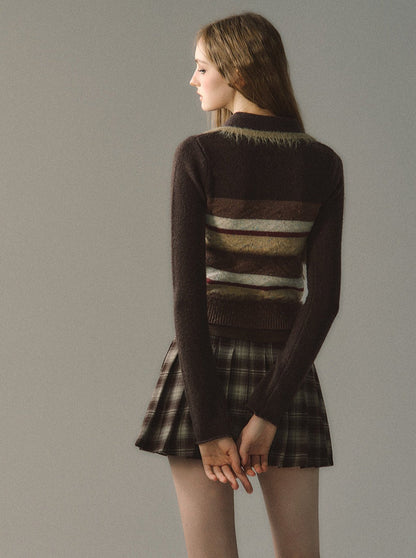 Colorful Striped Knit Cardigan