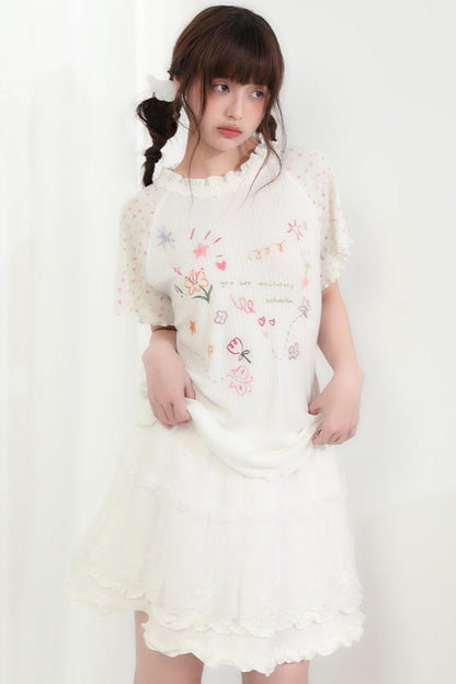 Round Neck Heart Floral Top