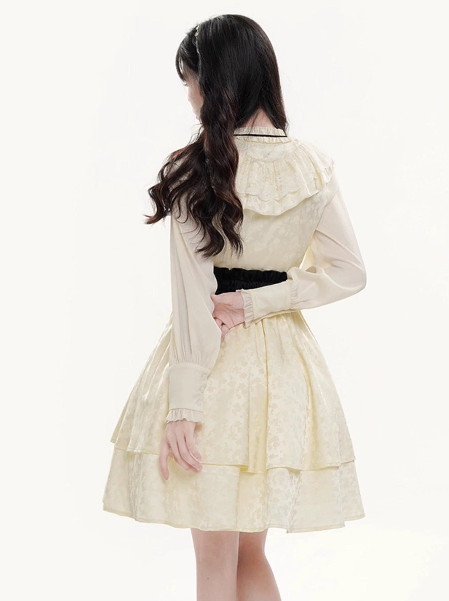 French Moon Style Long Palace Dress Cake Jacquard Candle Dress