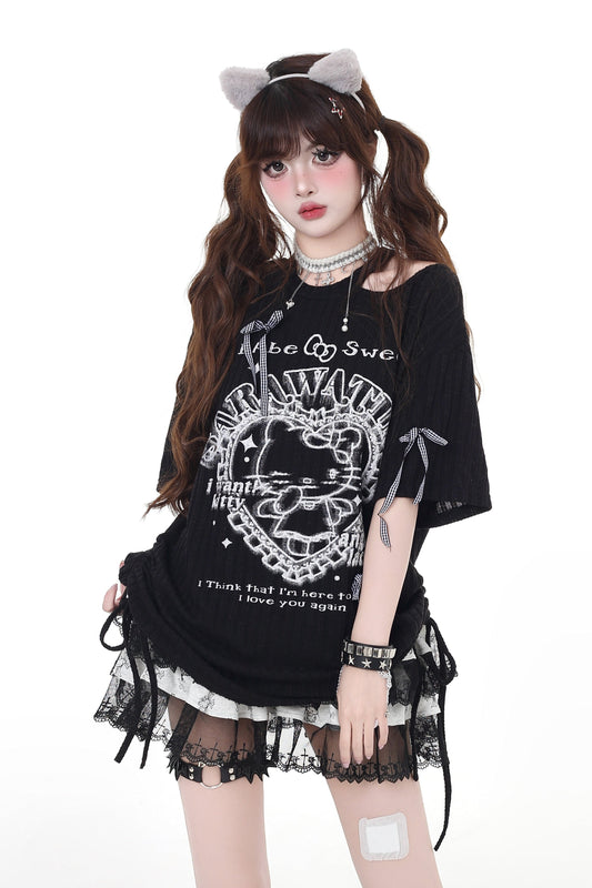 Mine Cat T-shirt Loose