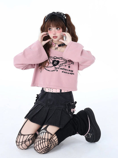 Strap Short Off-the-shoulder Top Knit