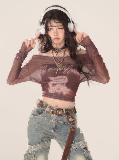 Off-shoulder Y2K Mode Tops