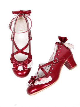 Shoes Heel Lace Elegant Original Lolita Mid