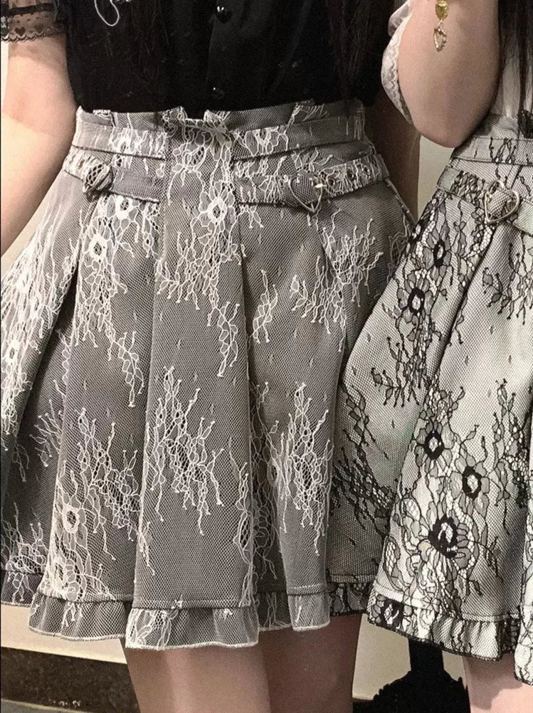Rose Heart Lace Love Buckle Skirt